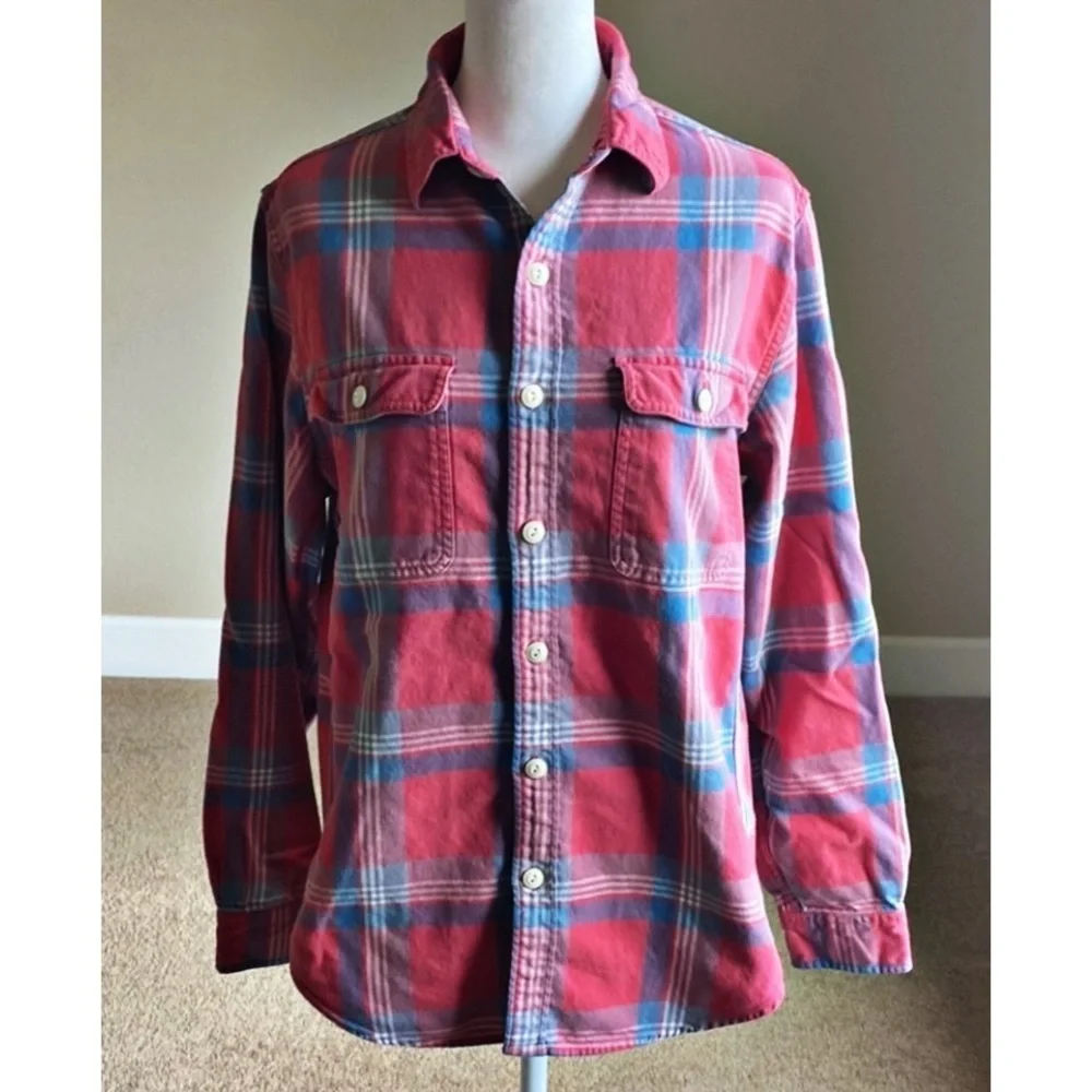 J. Crew Red and Blue Casual Button Down. Size S. Flannel. 100% cotton.